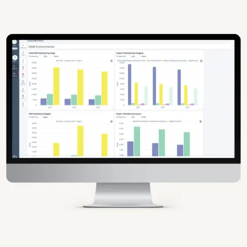 VSME reporting dashboard in SustainLab showing disclosure progress tracking and export-ready output