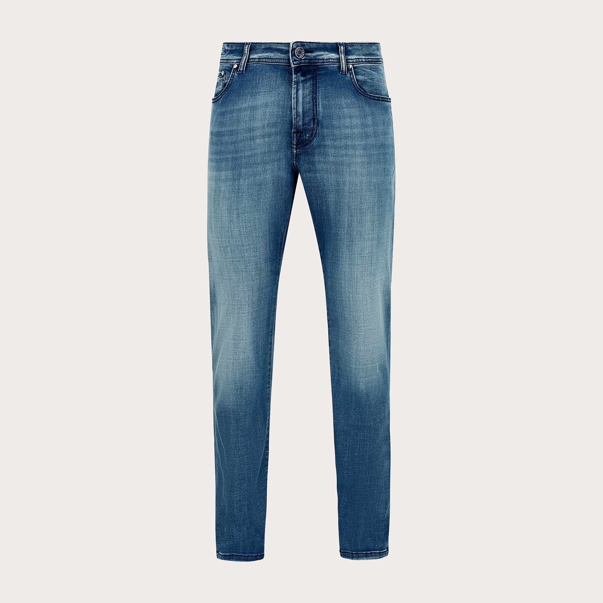 Bard Slim Fit Fast Zipper Jeans in Light Blue - Mandelli UK