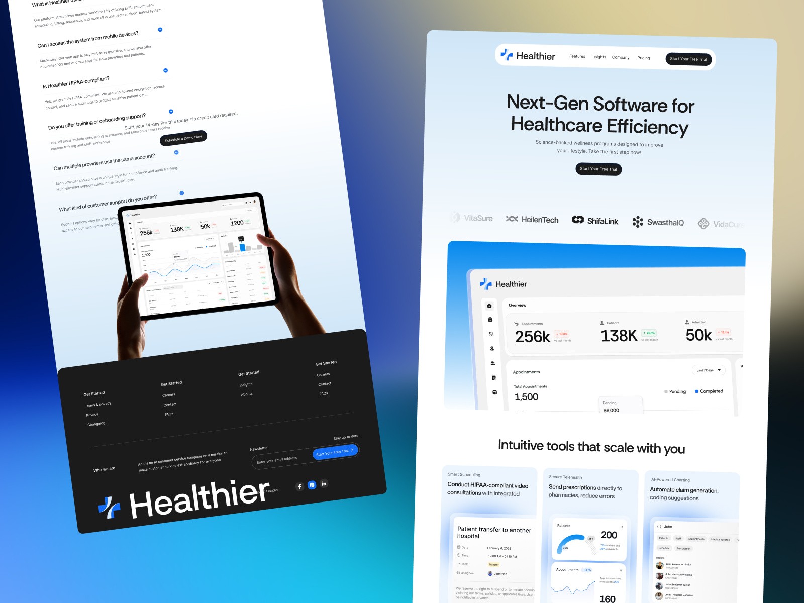 Heallthier — 现代专业 SaaS 产品官网设计灵感