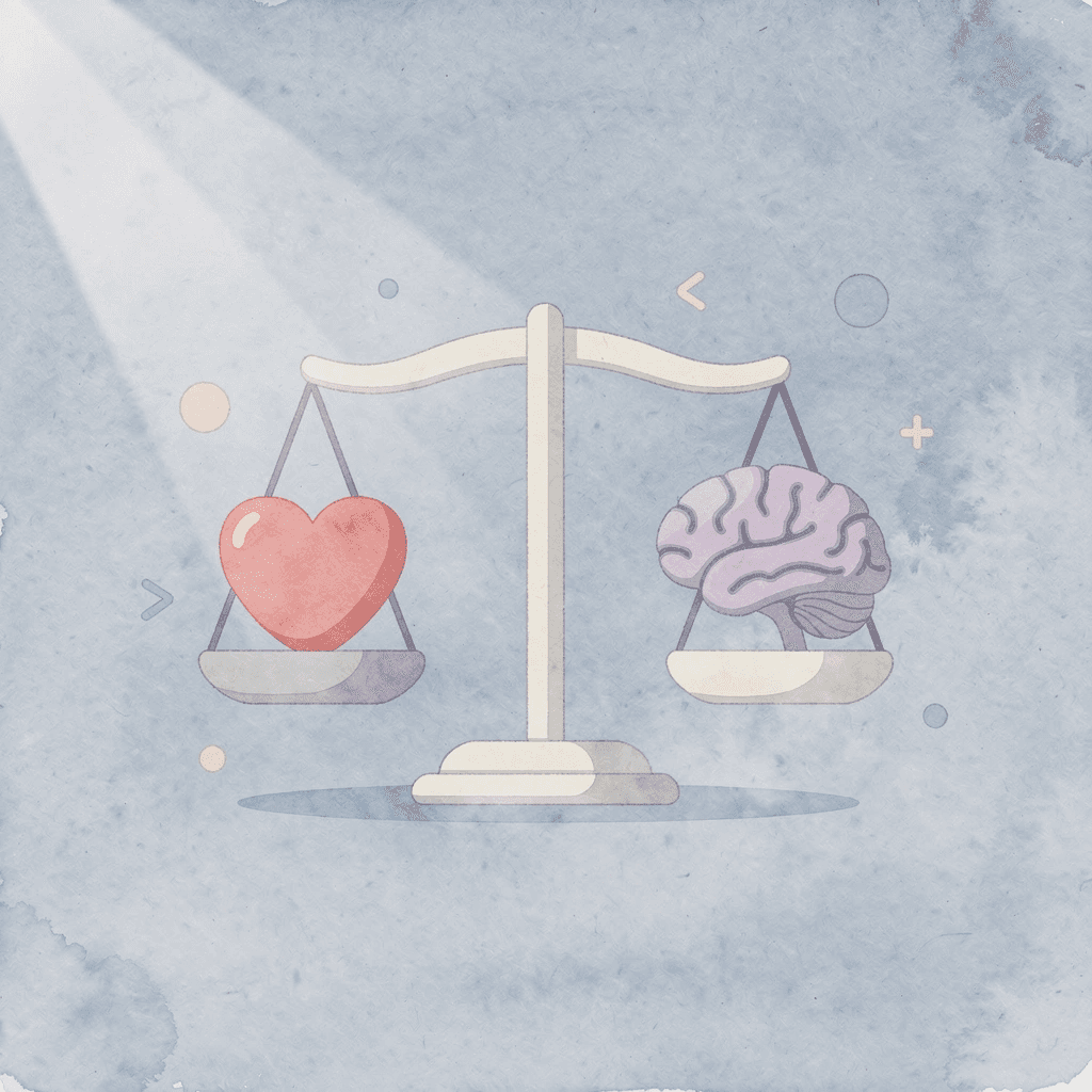 Balance scale icon comparing campaign model versus commerce model