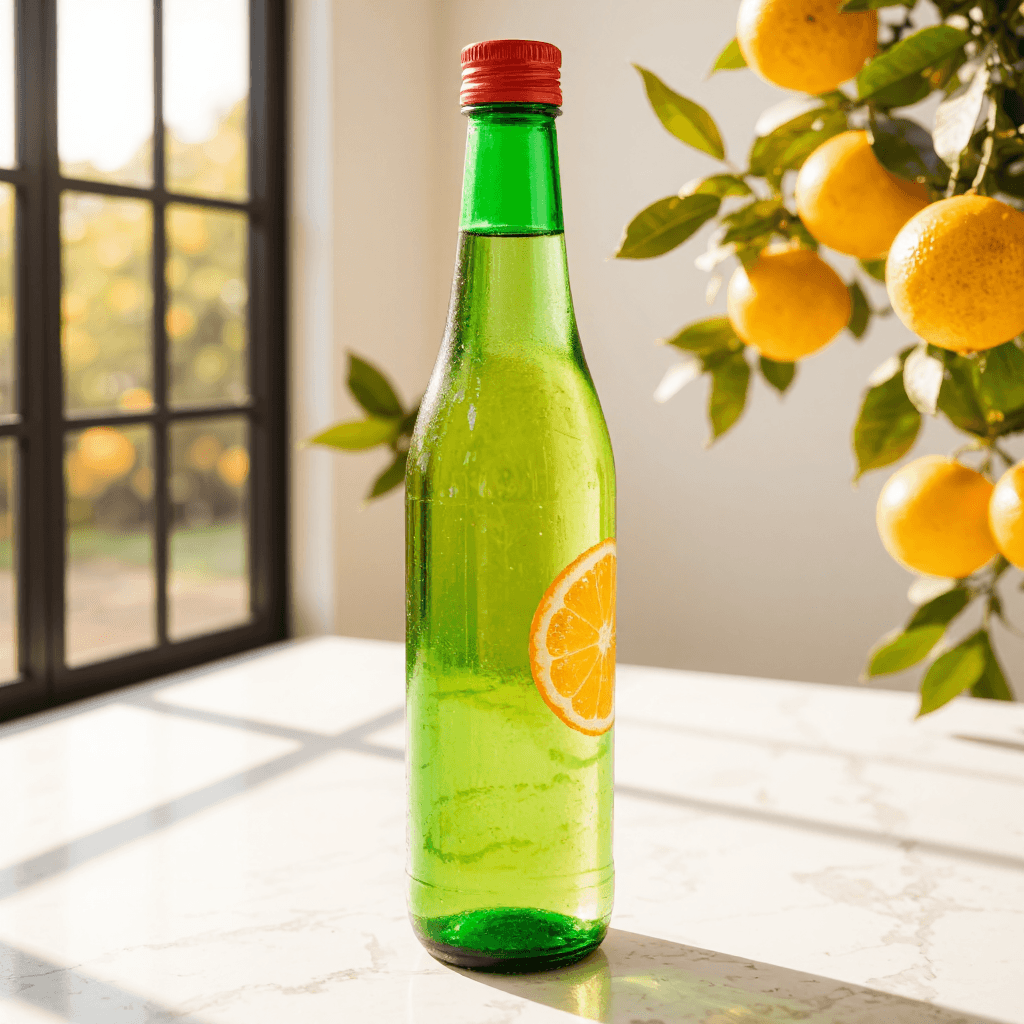 product photography of a bottle of flavored beverage