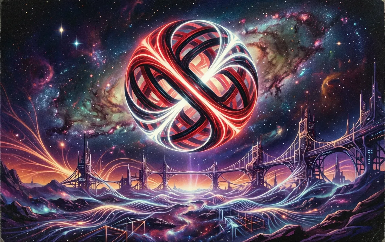 Futuristic sphere over digital landscape, RockN' Socials, Digital Marketing Agency.