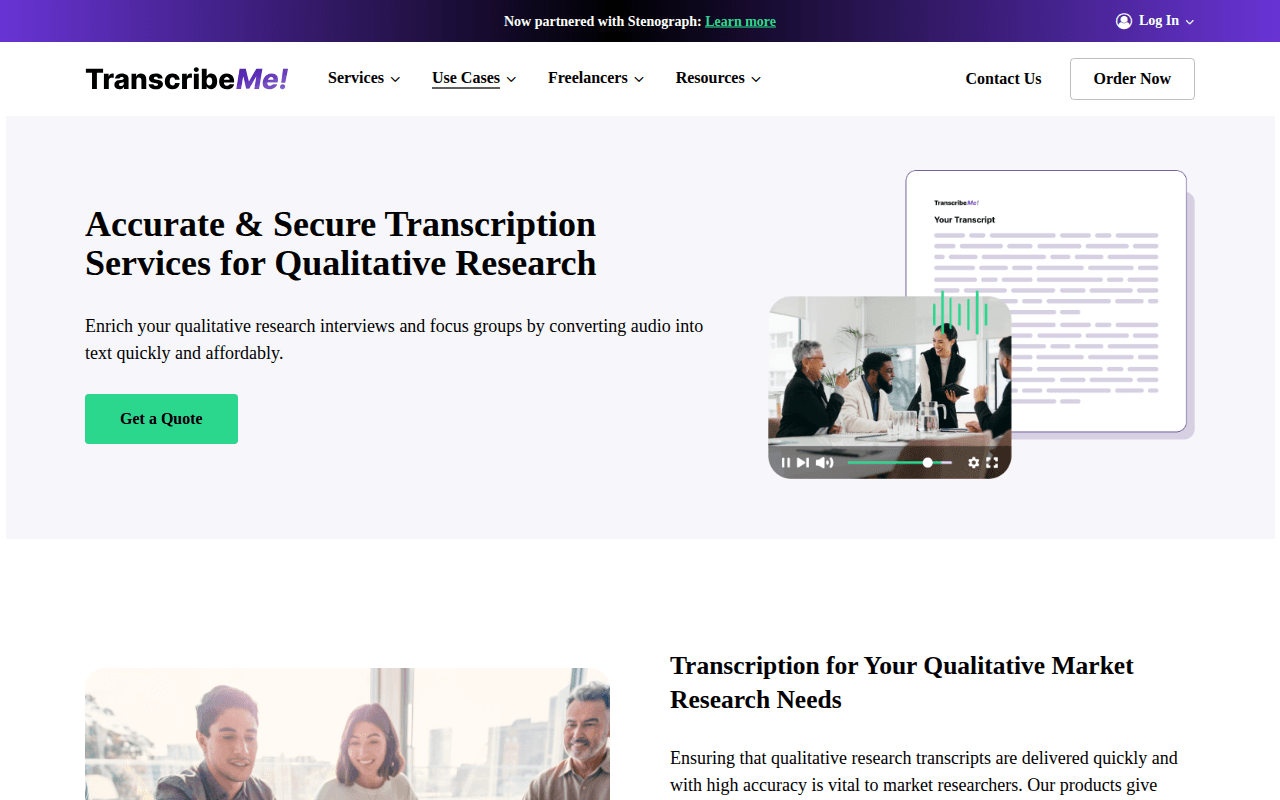 transcribeme's home page