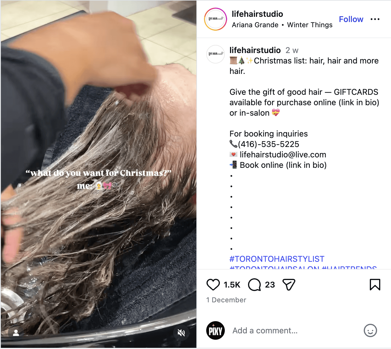 Seasonal promotion post example for beauty salon