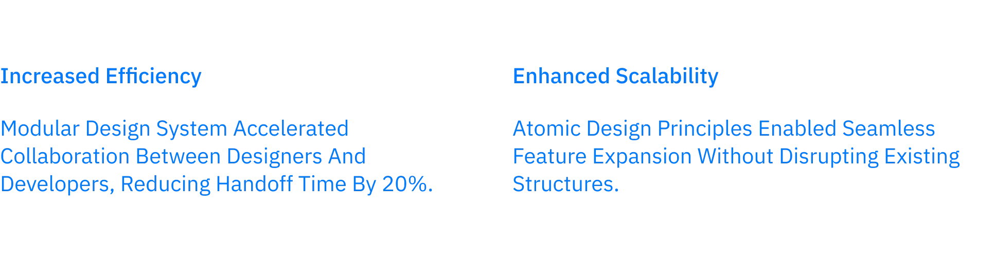 Infographic showing 20 percent faster collaboration and scalable modular design system results