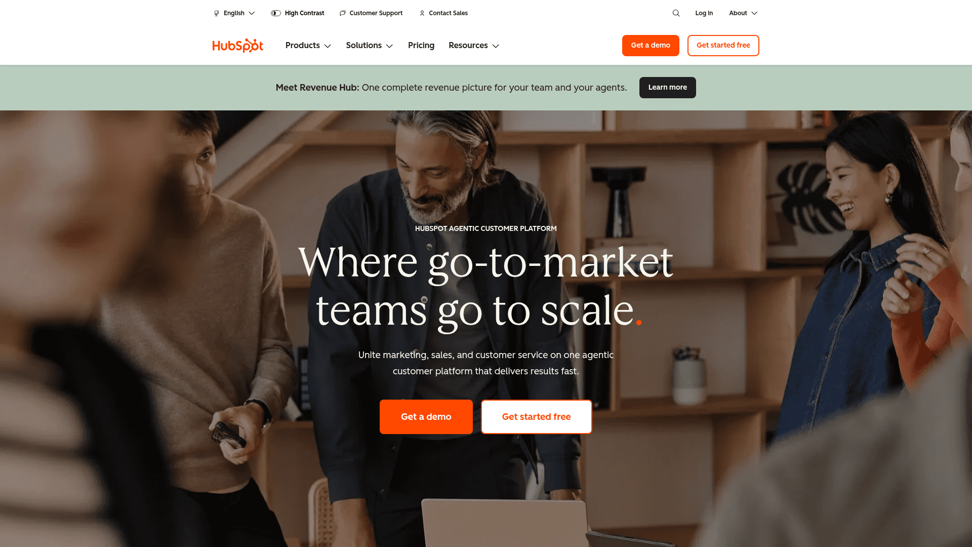 Screenshot of https://www.hubspot.com