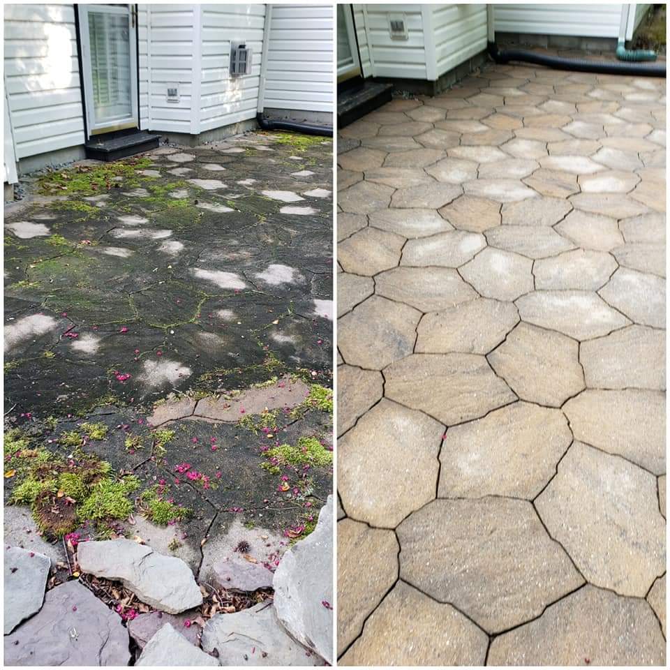 Stone before and after
