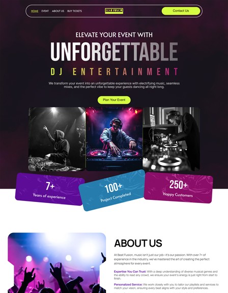 Beat fusion GHL Website Template for DJ Services