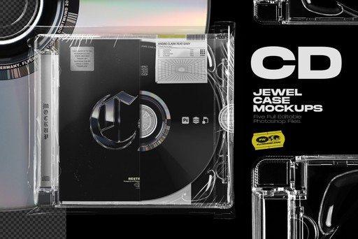 CD jewel case mockup bundle modern case album artwork preview with disc
