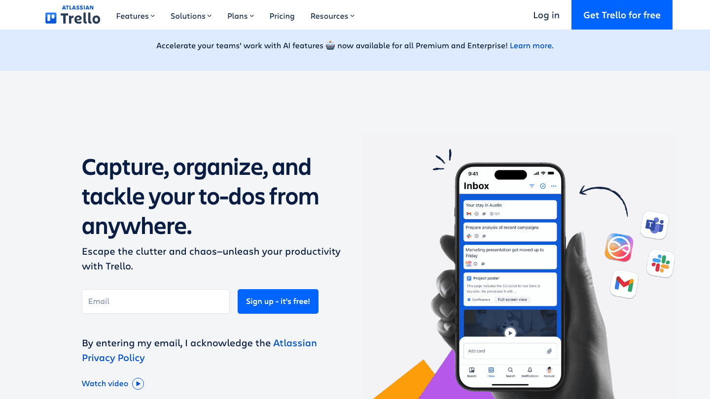 Trello kanban board for organizing creative freelance tasks