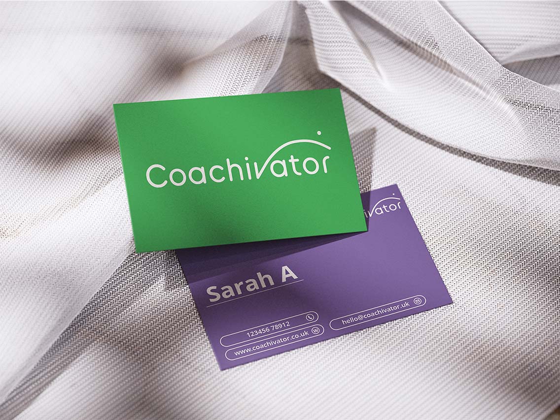 Coachivator business card design - Green & Purple