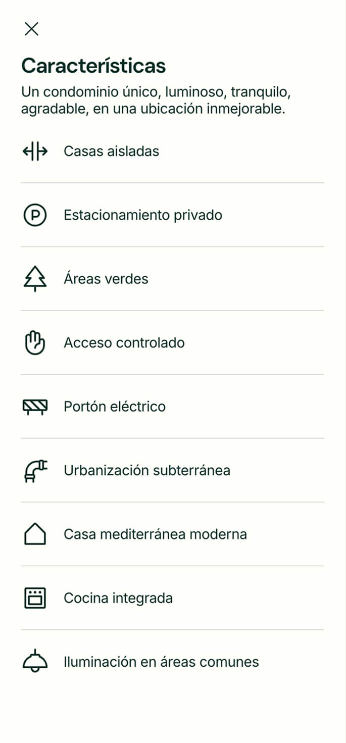 Diseño web mobile Cumbre modal características proyecto Altao