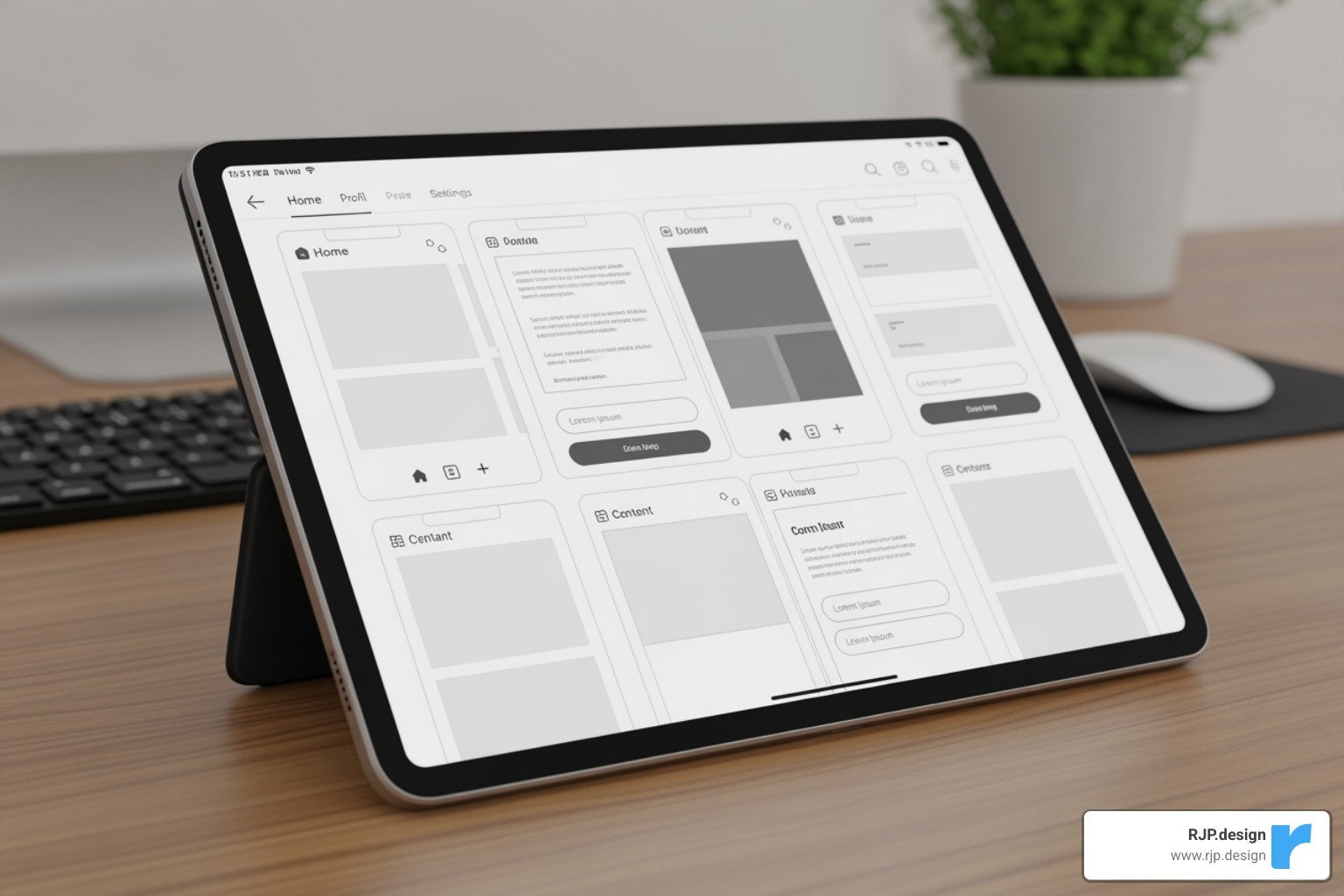UX/UI design wireframe on a tablet - nyc custom web design