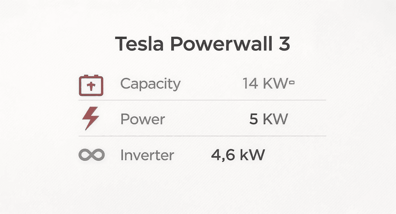 a infographic showing statistics about the Tesla Powerwall 3