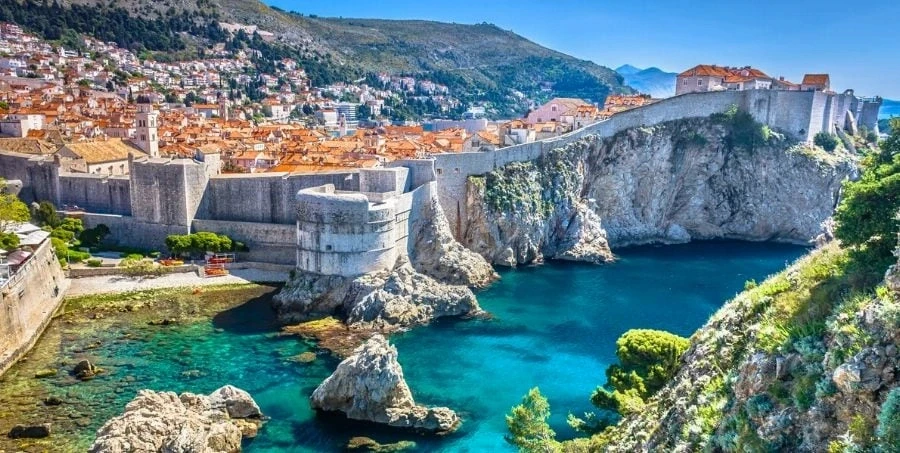 Dubrovnik coastline and city walls