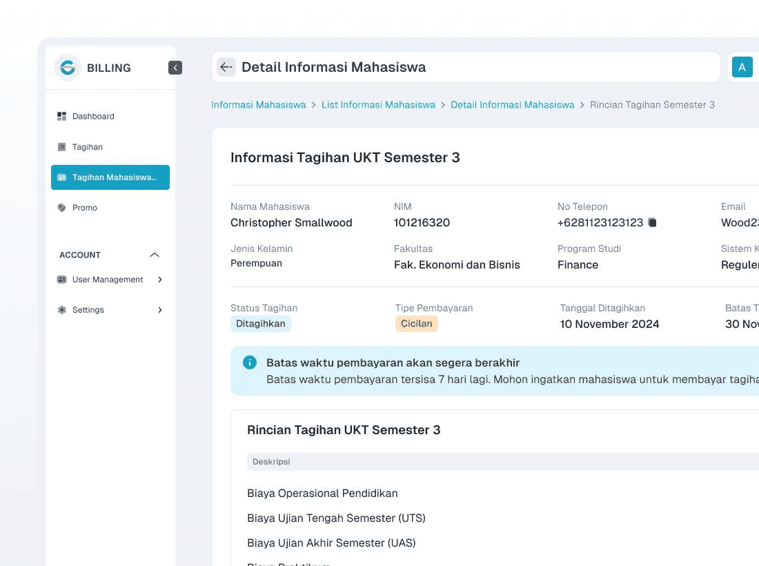 Cakrawala university academic system UI cover – Jeremia Justin Grasio