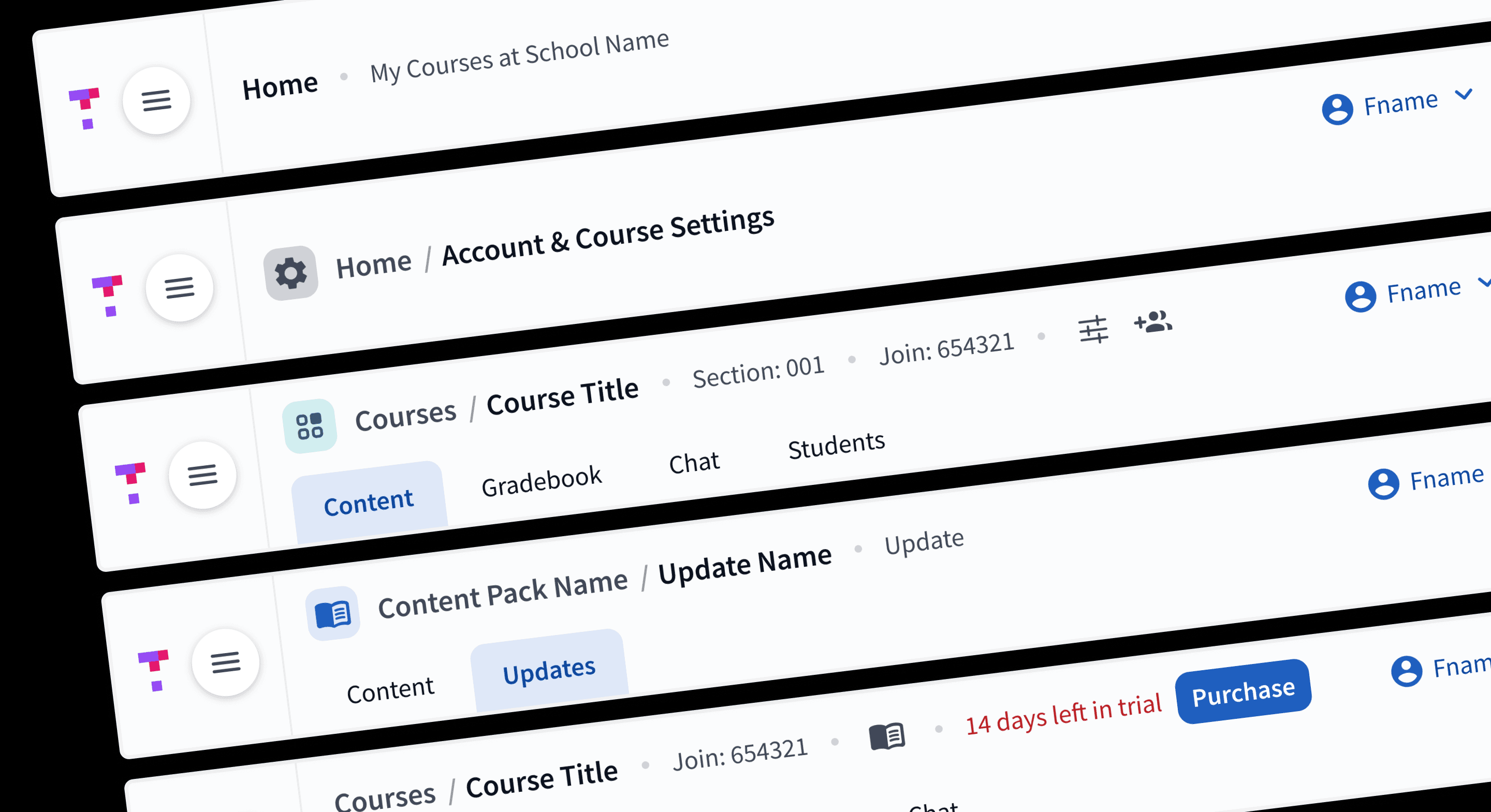 Selection of images showing the navigation system configured for various use cases.