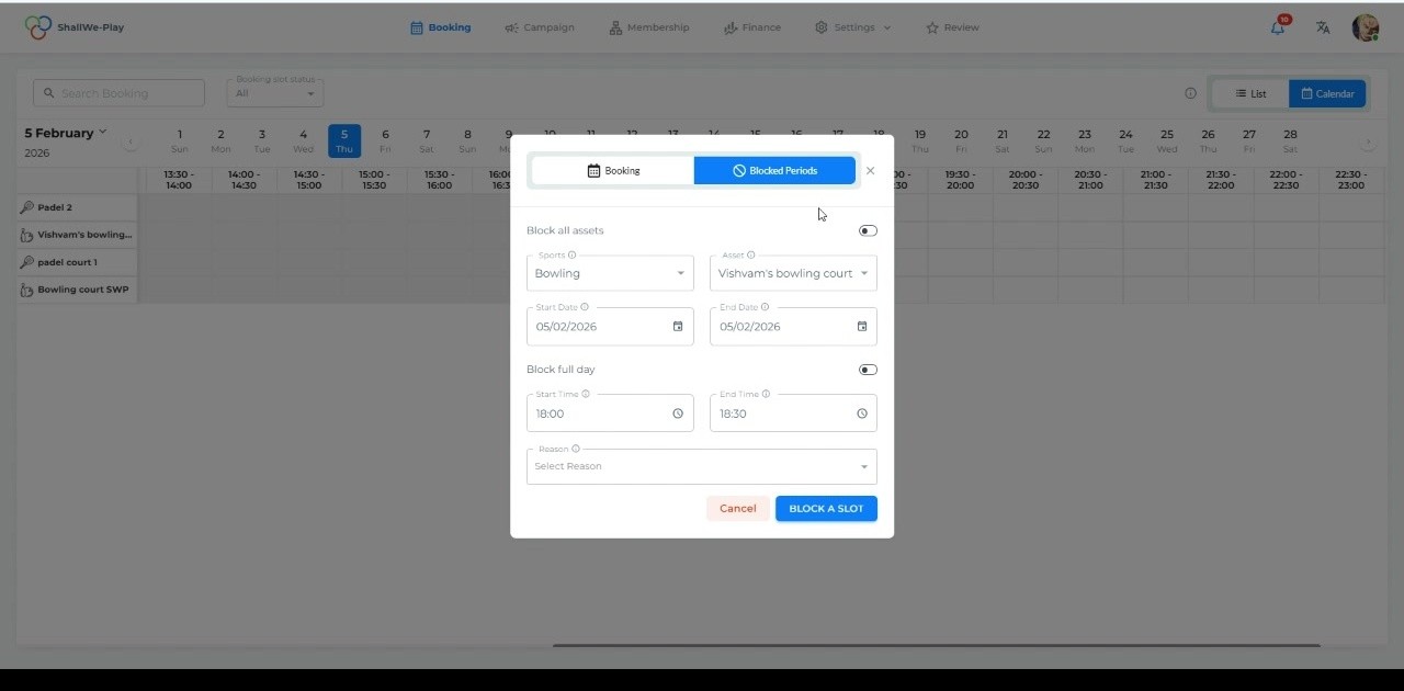 Blocked Periods & Maintenance Windows