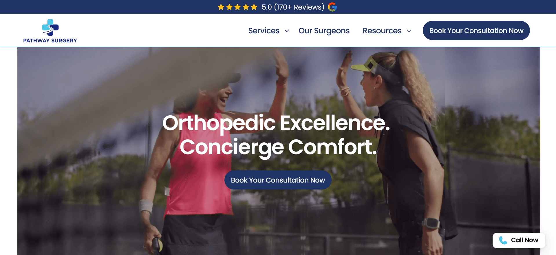 Modern healthcare website design for Pathway Surgery by Dreams Agency