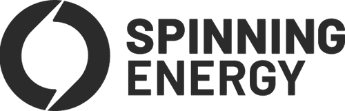 Logo of Spinning Energy featuring a circular emblem and the company name displayed in a modern font.
