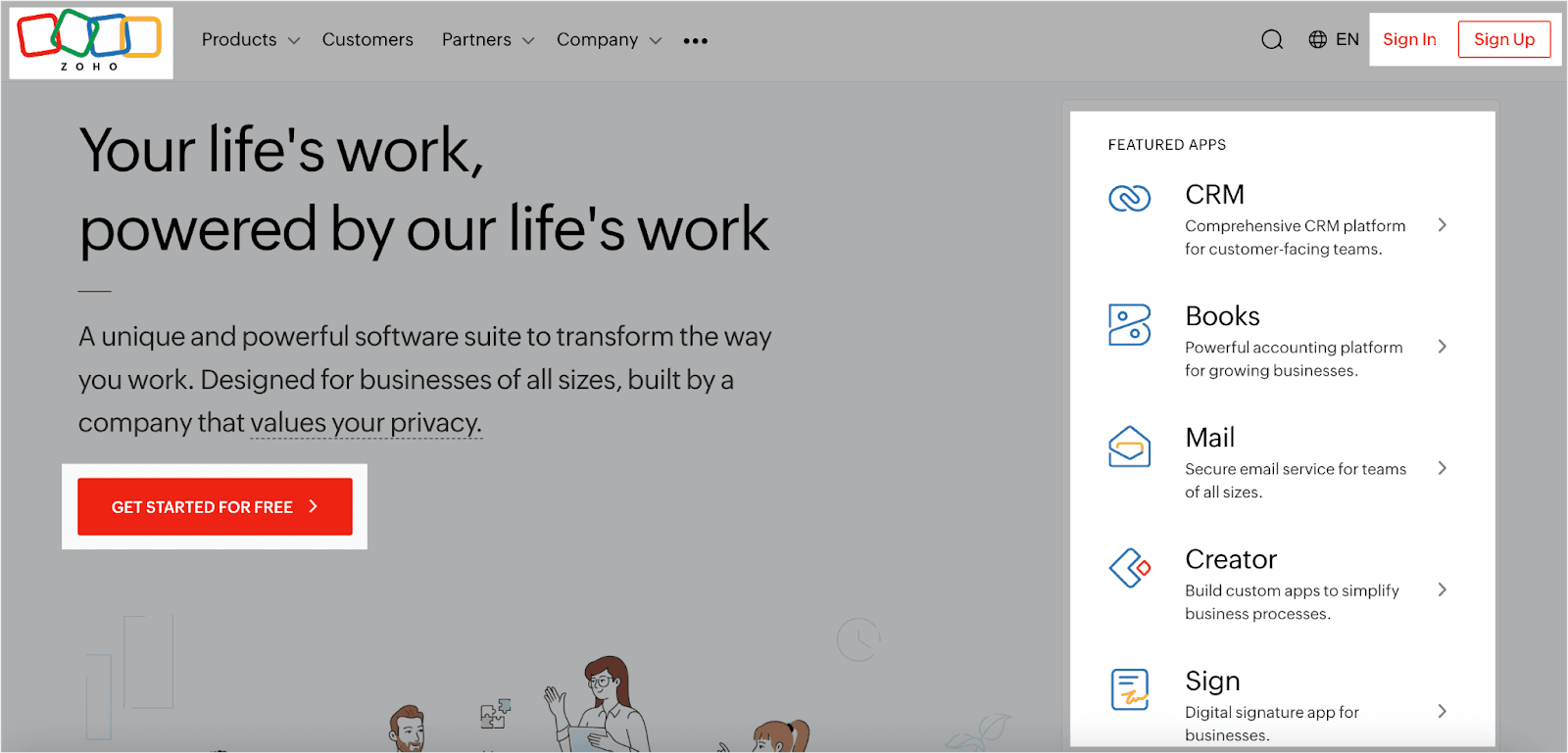  Explore the features of Zoho with free trials