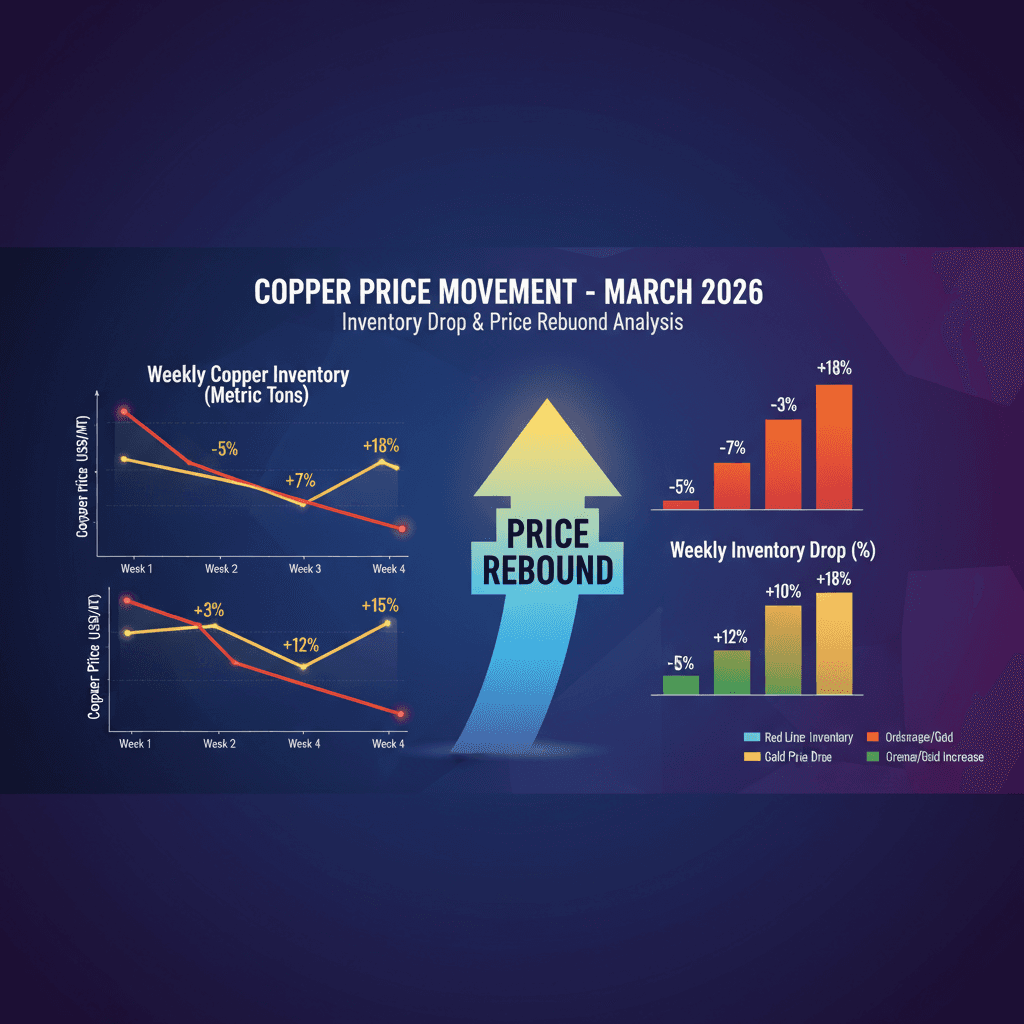 Infographic: Copper price movement and inventory drop in March 2026