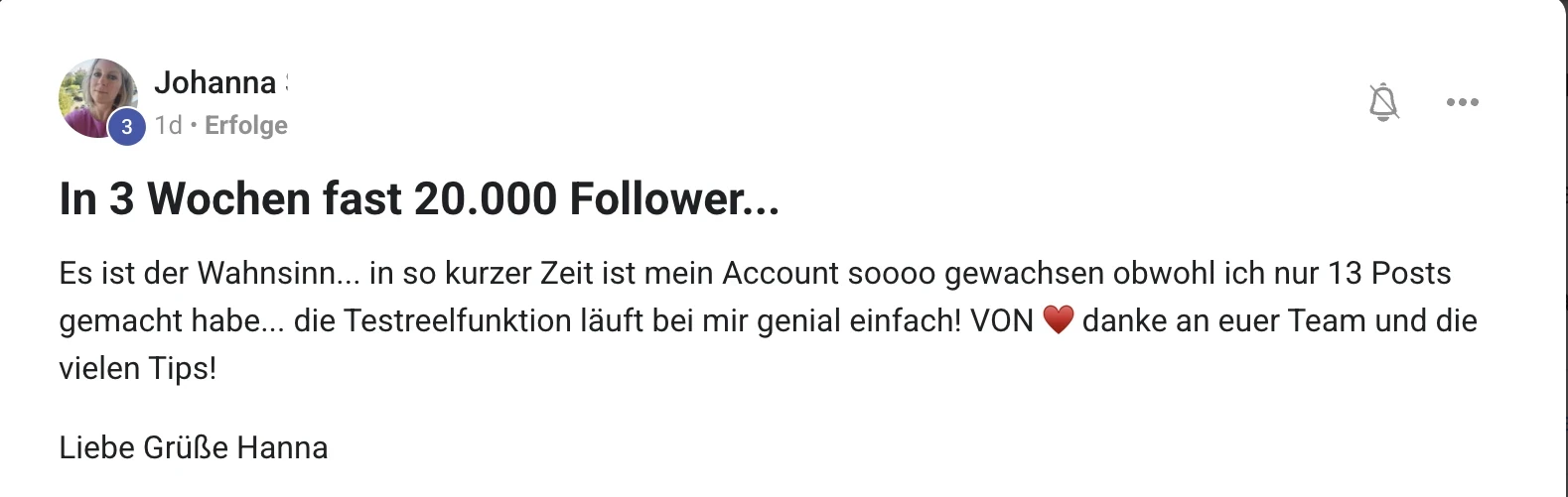 Erfahrungsbericht KI Creator Akademie: Johanna erreicht fast 20.000 Follower in 3 Wochen