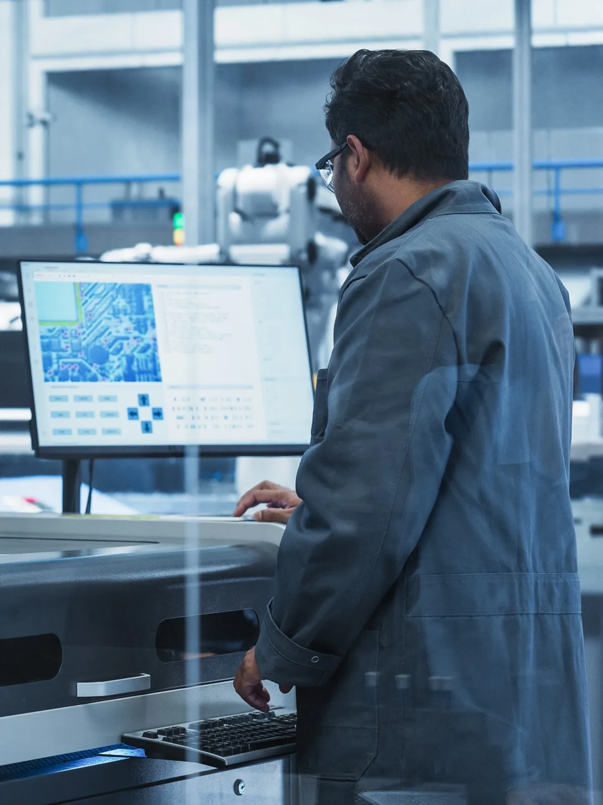 Technician managing AI-powered process automation and agentic workflow systems for enterprise operational efficiency.