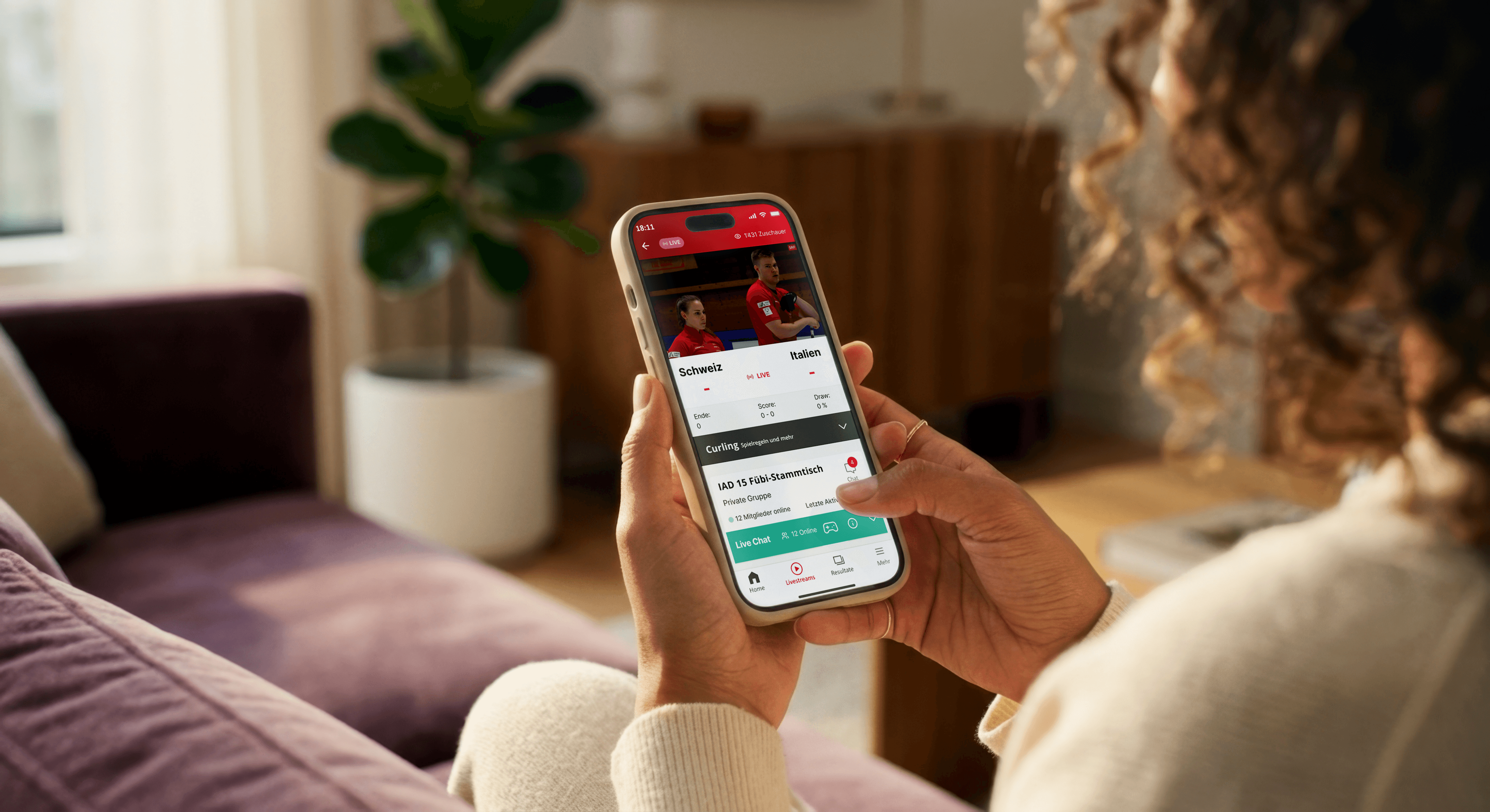 women looking at the srf-sport app