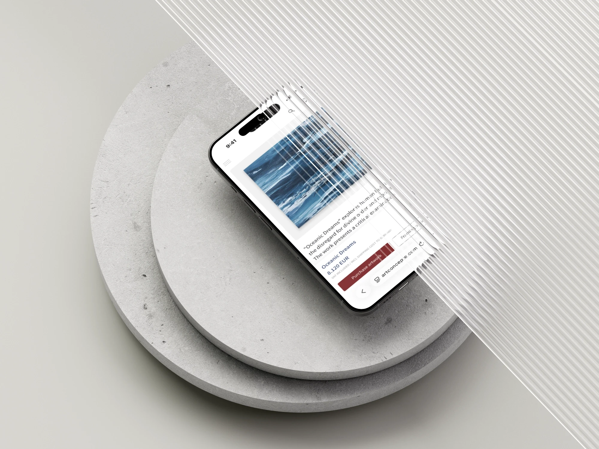 Die Kunstwerk-Detailseite von Artconcepte, angezeigt auf einem Iphone.