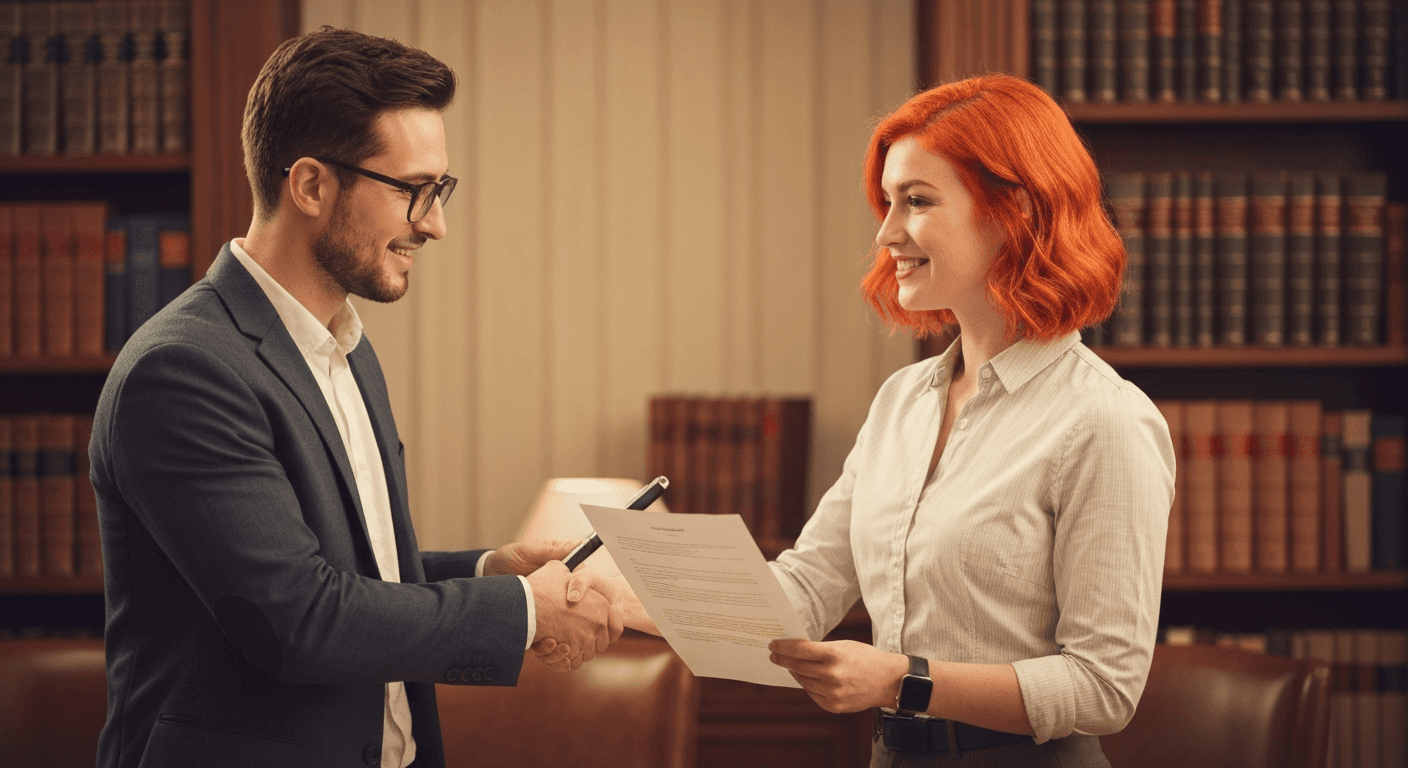 Handshake over important document