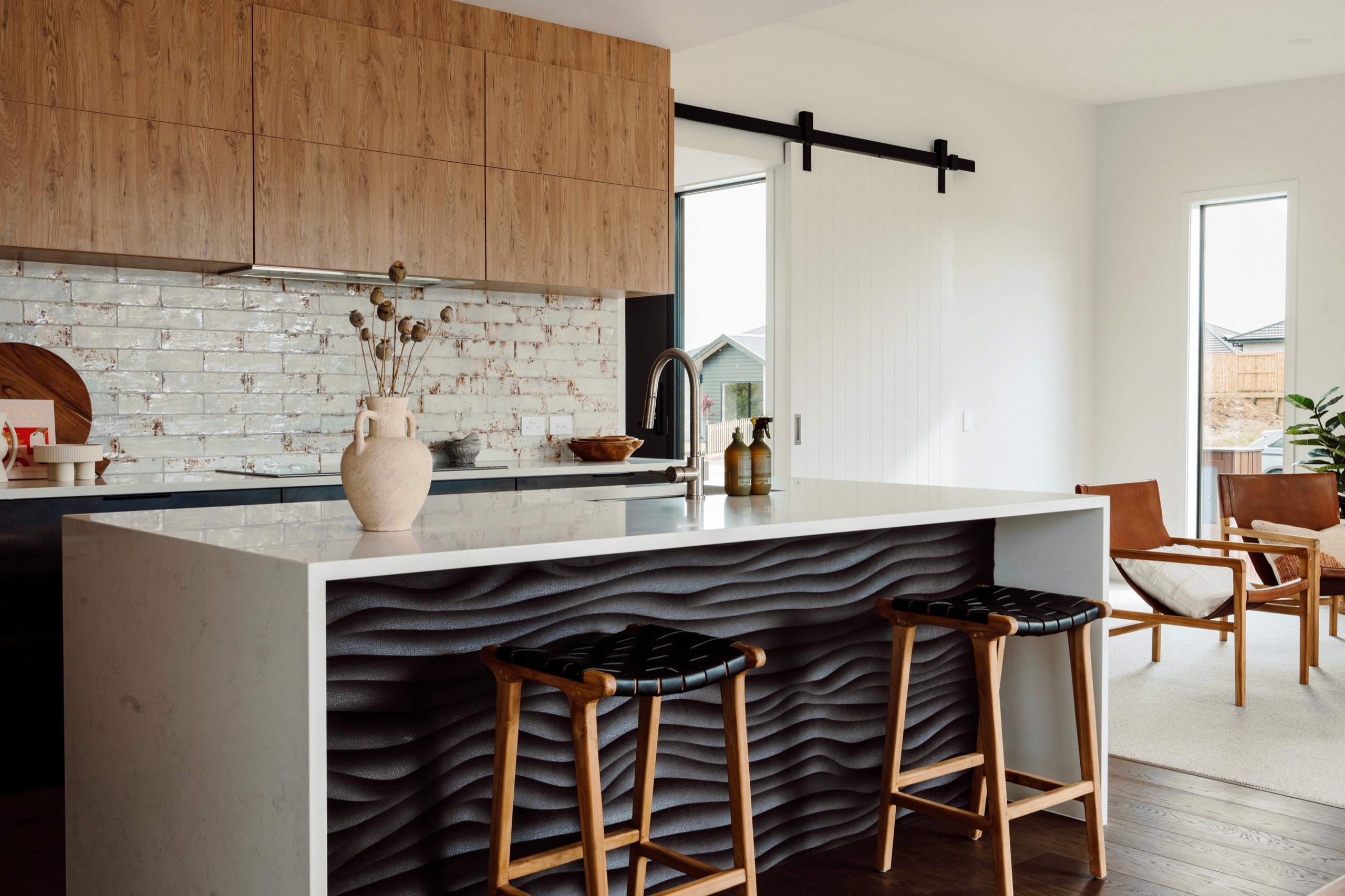 Kitchen island and bar seating