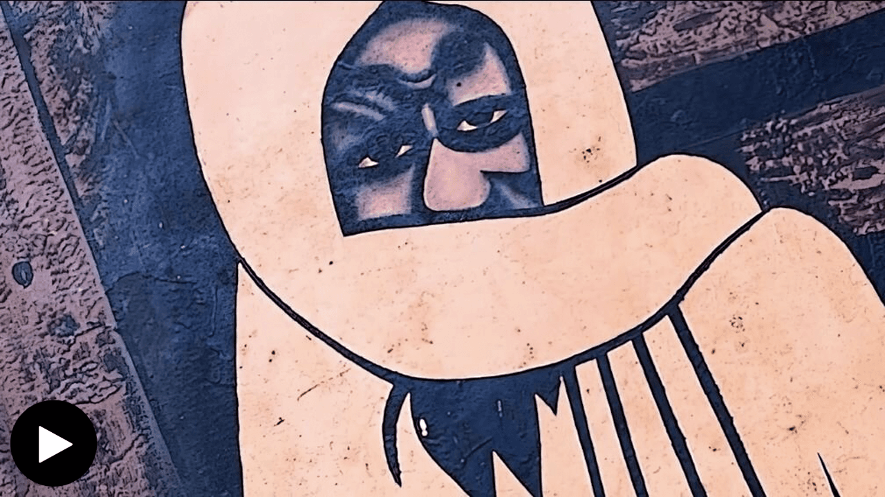 a close up of Ibra Fall's face depicted on restaurant doors.