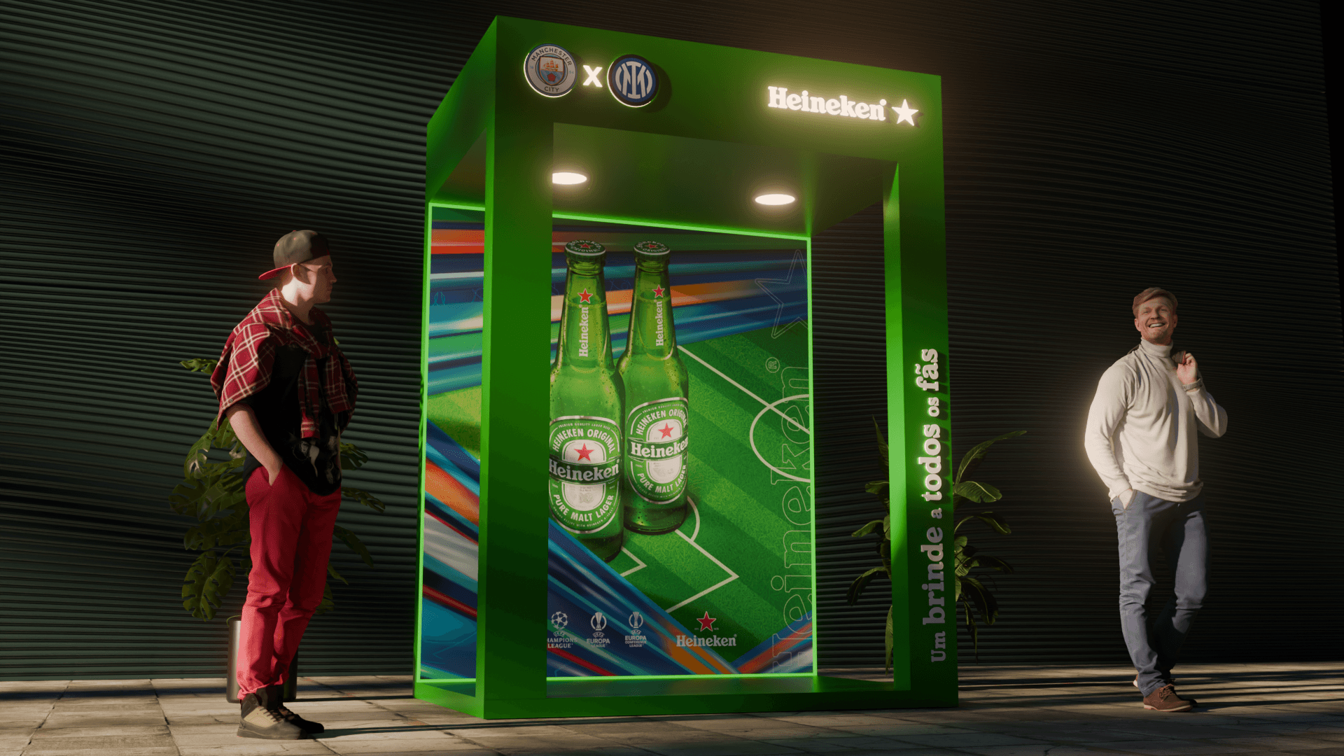 Smart speaker with glowing top next to a phone, set against a green background