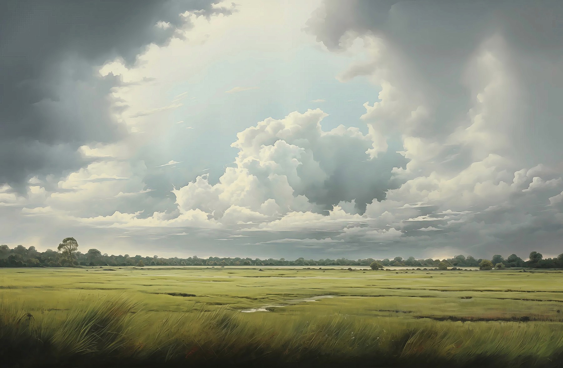 Folk Fable AI 1800's painting of everglade landscape print