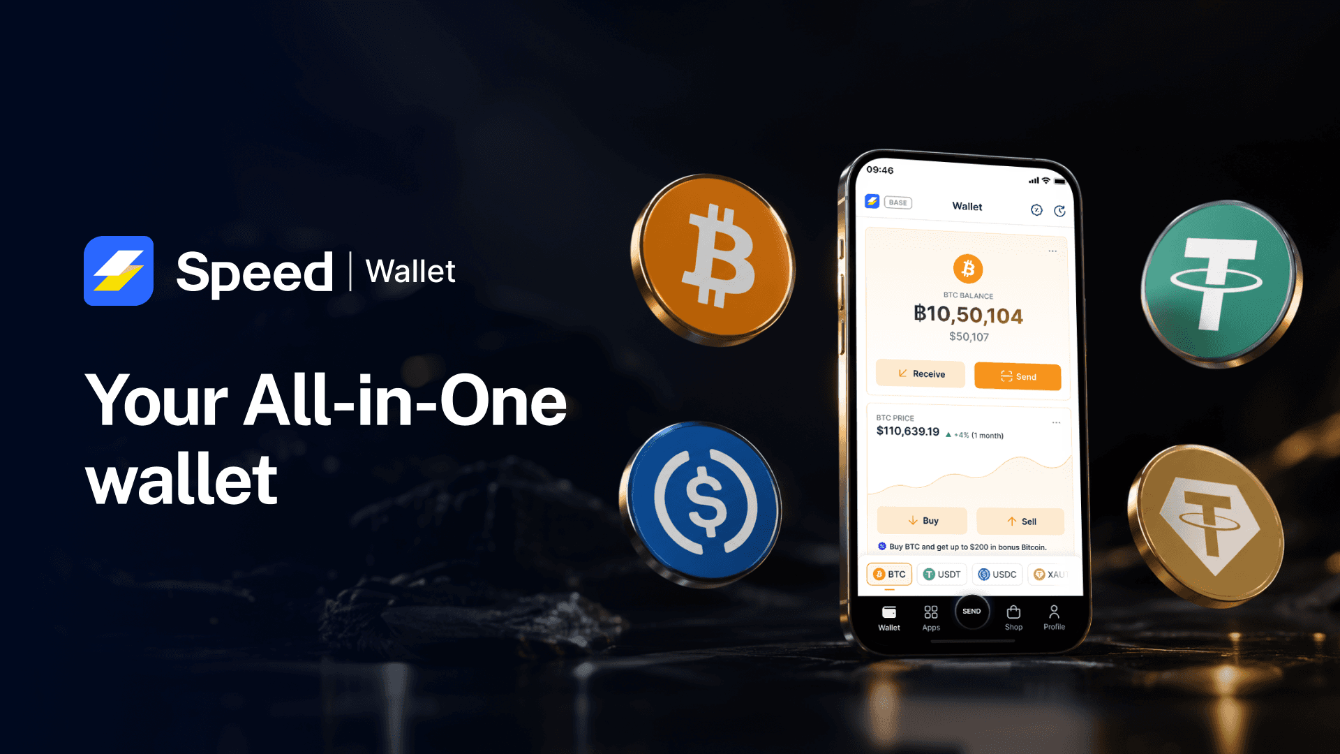Hold Bitcoin, Stablecoins & Tether Gold in One Wallet