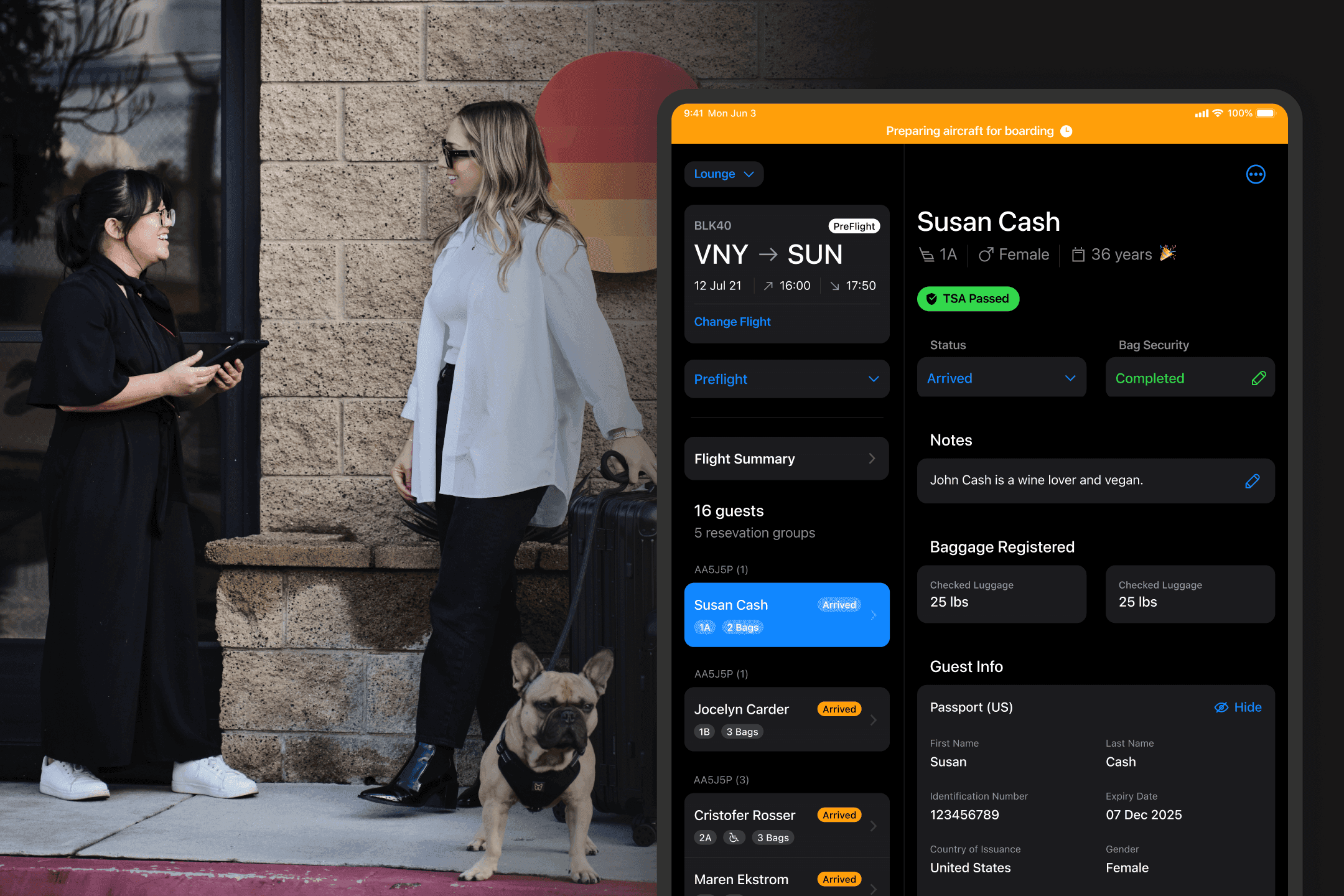 Aero - iPad app interface