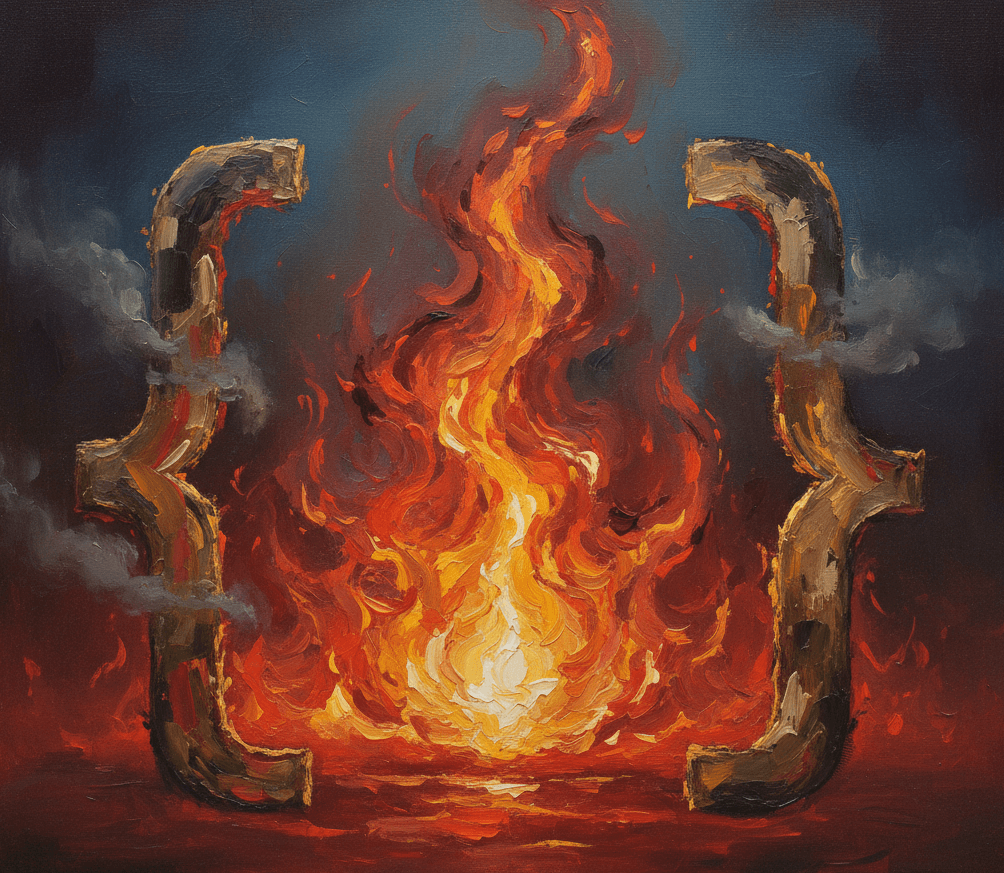 image of fire within curly brackets