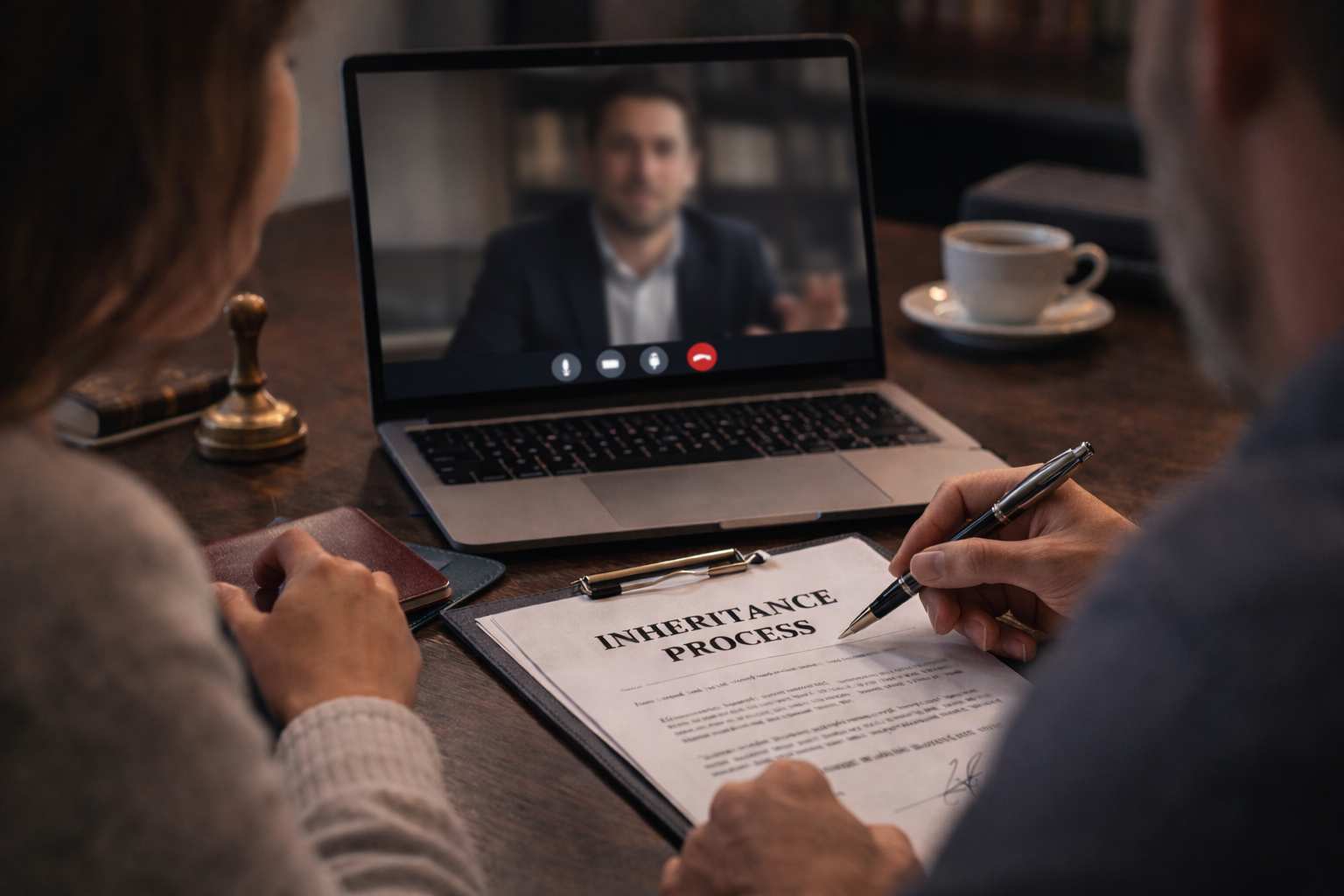 Remote legal consultation for inheritance proceedings in Turkey, with documents signed during a video call