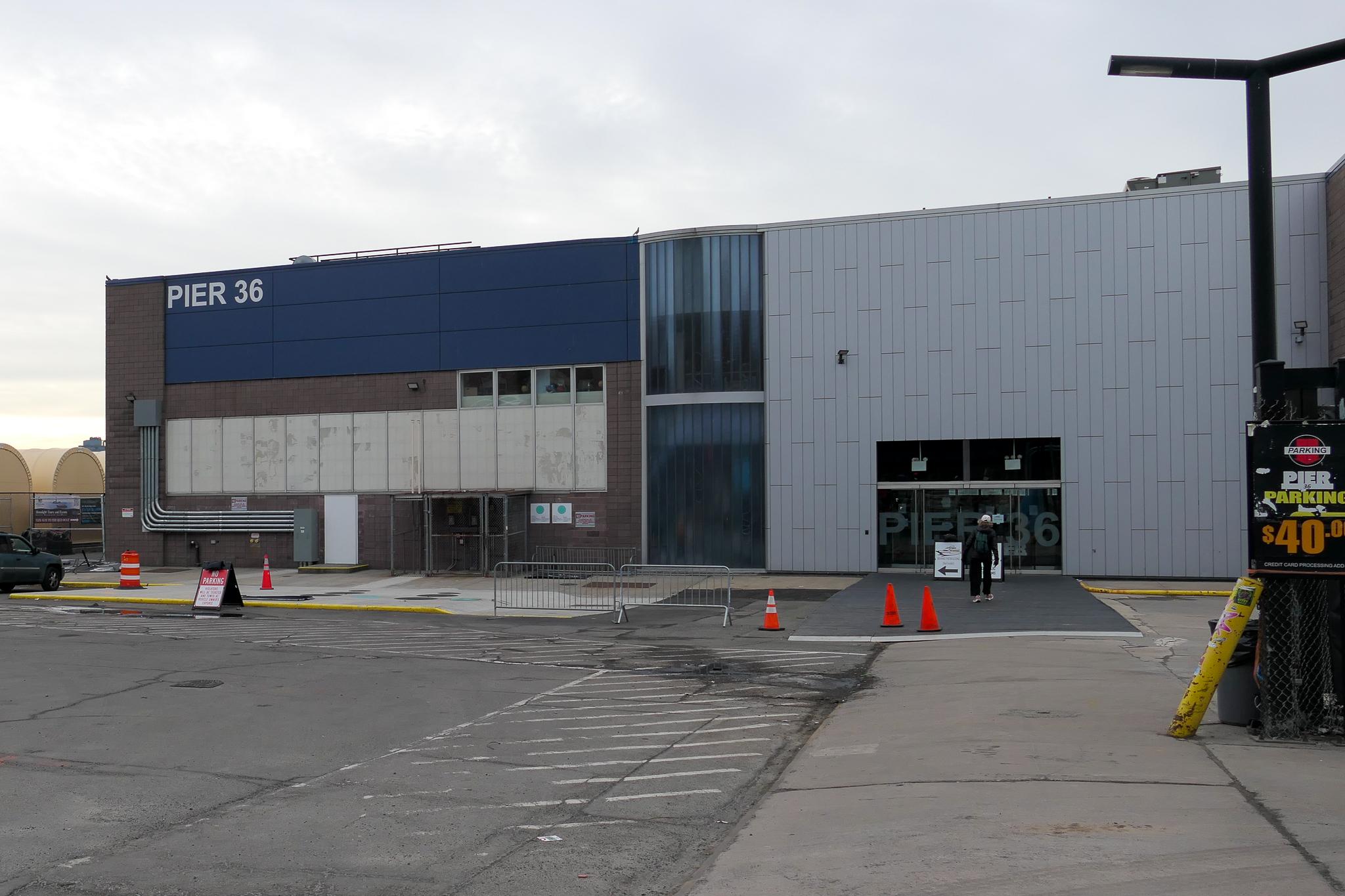 The exterior of the Basketball City building