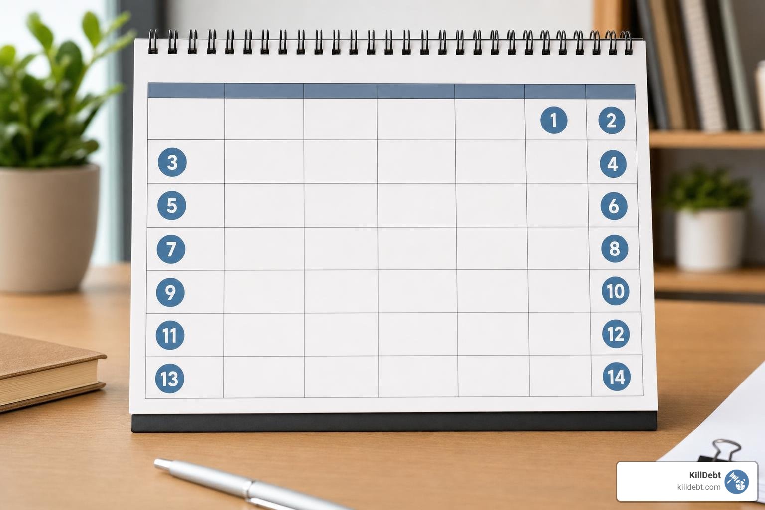calendar showing 14-day collection intervals for progressive accounts receivable outreach
