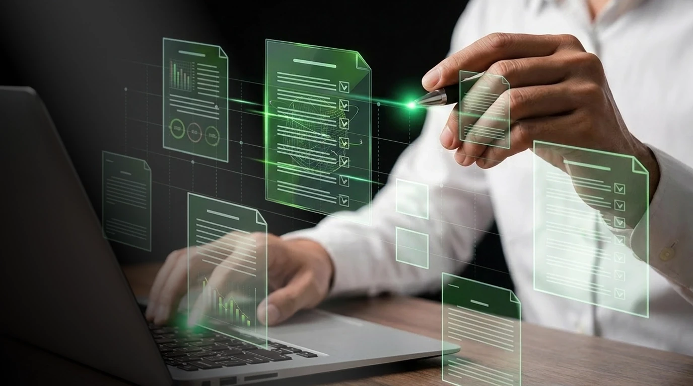 Person interacting with halographic UI screen