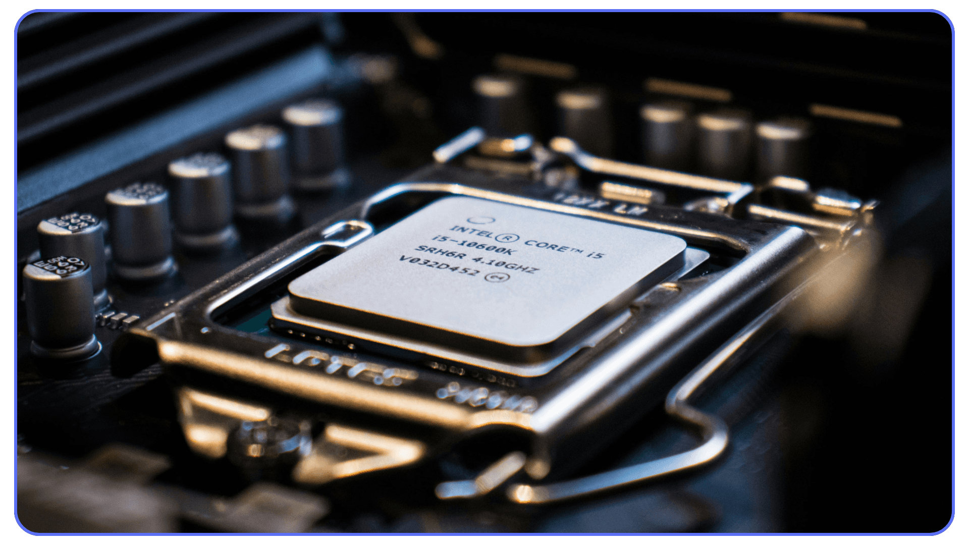 Close-up of an Intel Core i5 processor installed on a motherboard, representing the CPU’s role as the core of AutoCAD performance.