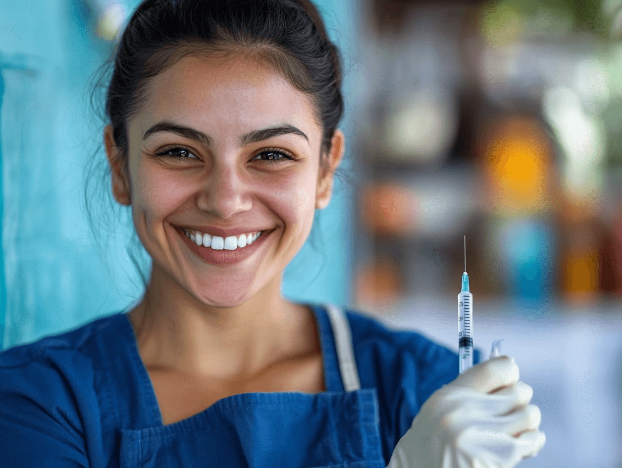 Woman with botox for hyperhidrosis needle