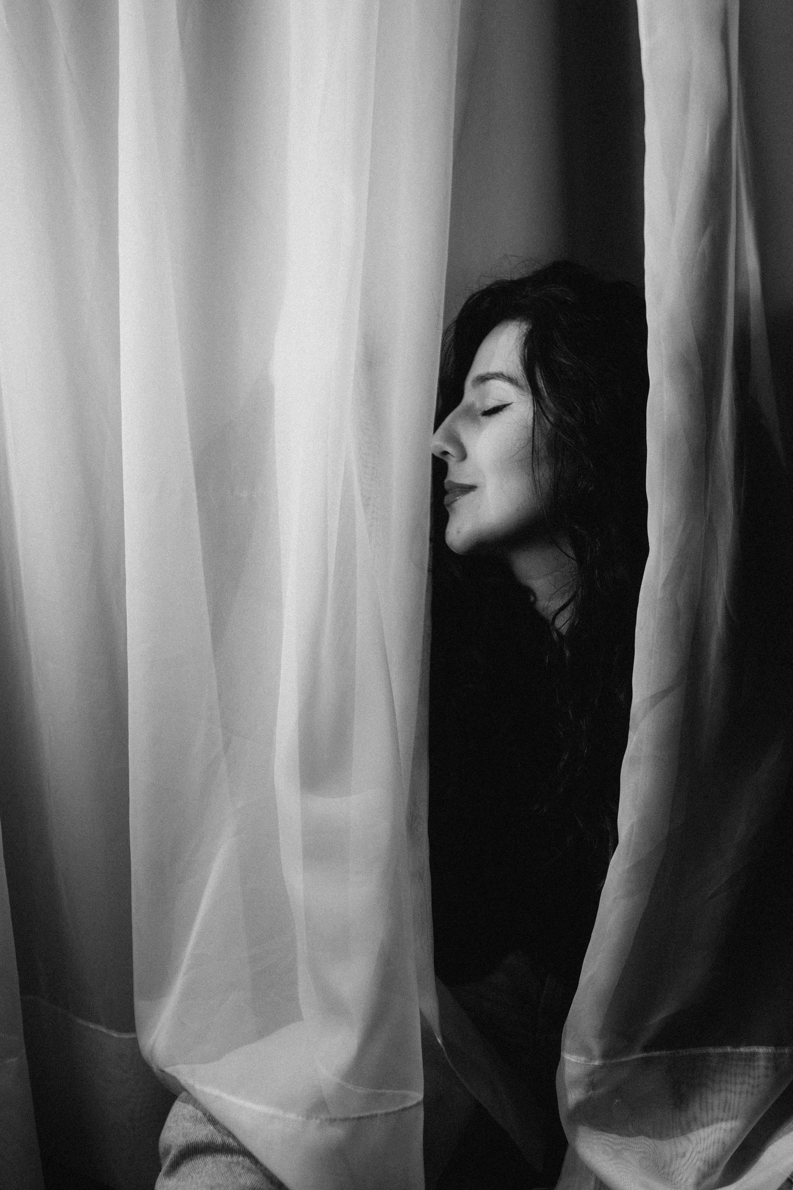 black and white pose