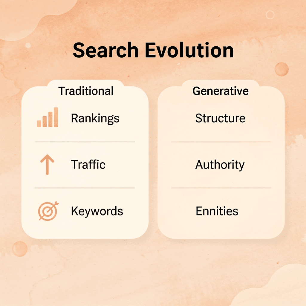 Comparison between traditional SEO and generative search optimization approaches