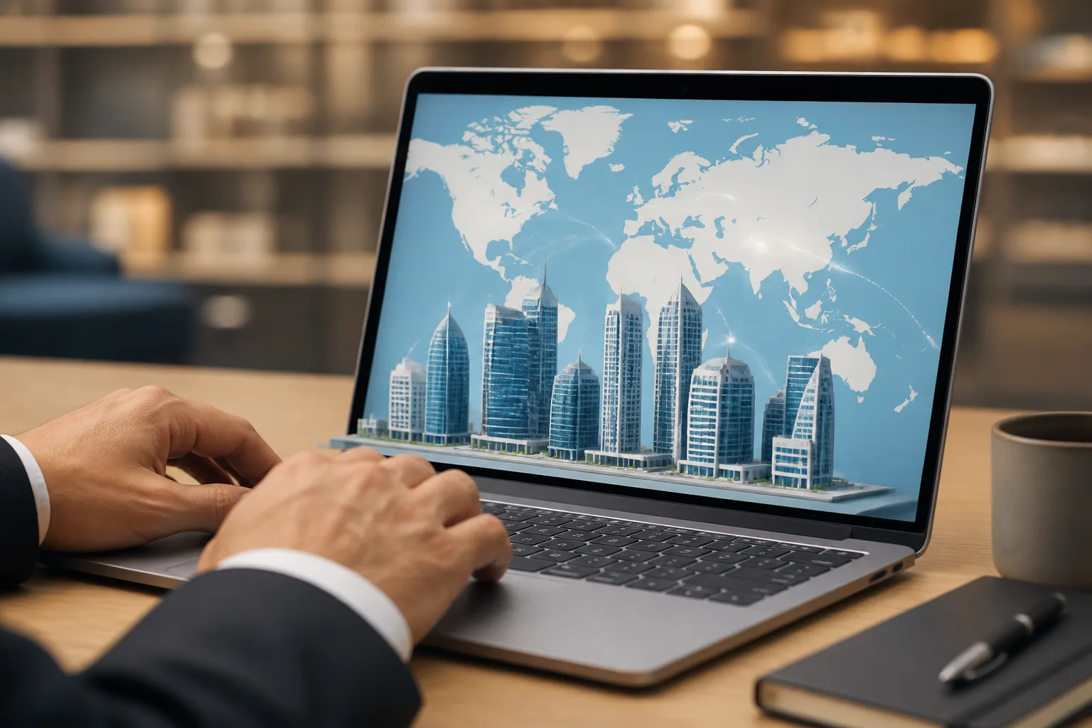 Registering a Dubai Company From Overseas beside a Dubai trade license document and a modern