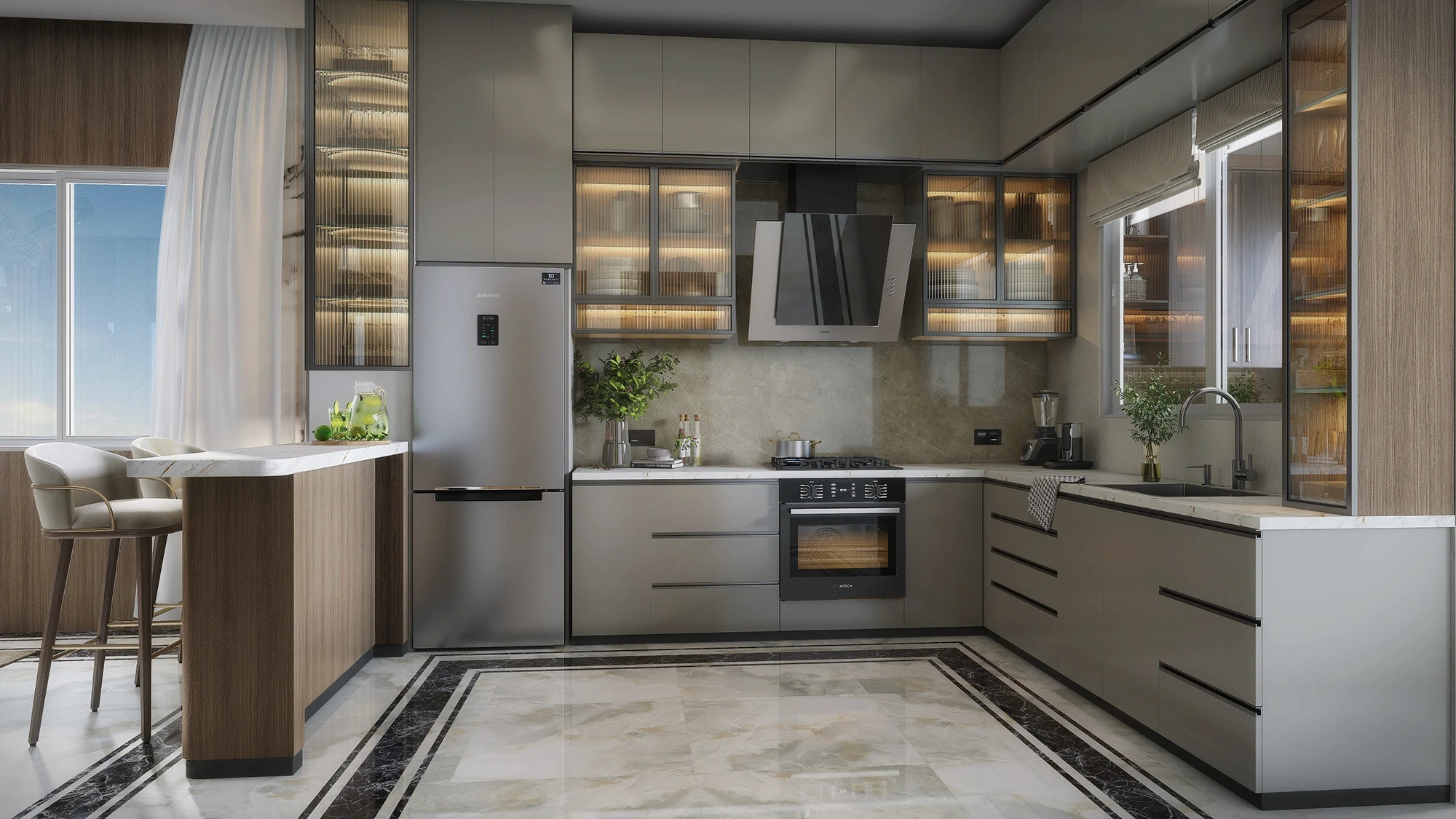Kitchen in Beach side luxury residence in Mangalore
