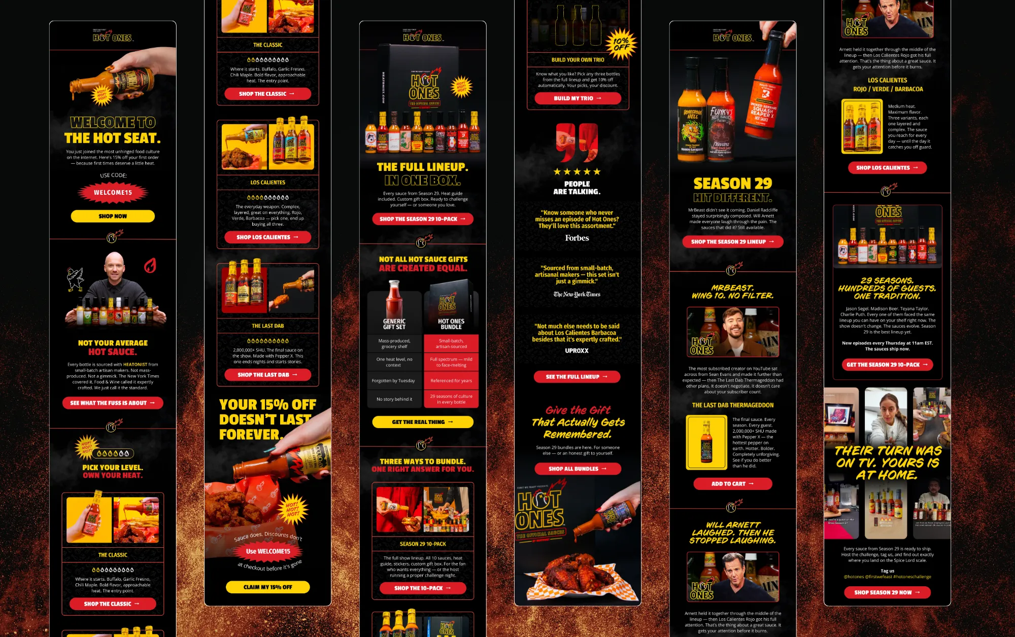 Email Designs for hot ones brand