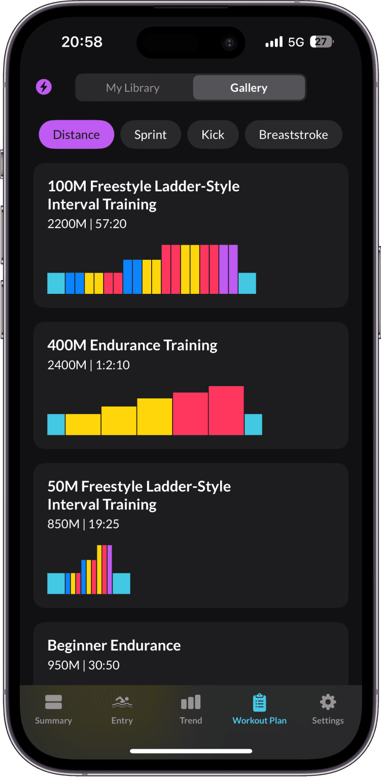 Swim Structured Workouts App.